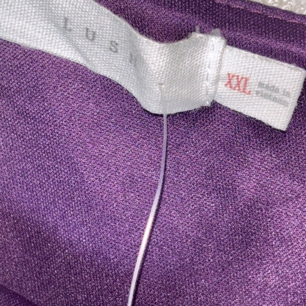 Lush Pansy‎ One-Shoulder Blouse Dark Purple Floral XXL Stitch Fix NWT - Picture 2 of 7